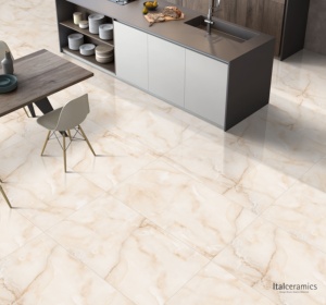 Azulejos de Porcelana de Lujo Premium Inspirados en Ónix Beige |   Azulejos Europeos Mate de 600x1200mm para Piso y Pared - Product Image 1