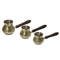 Set panci Kopi & Teh, bahan kuningan Turki Arab Turki 200ml/300ml logam tembaga 200ml/300ml kapasitas perlengkapan minum