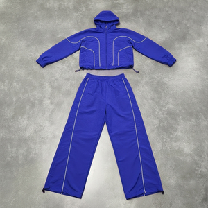 Customized Windbreaker Tracksuit With <b>Reflective</b> Lining and Different Colors Panels Trouser and <b>Jacket</b> 100% Nylon Tracksuit - Product Image 1