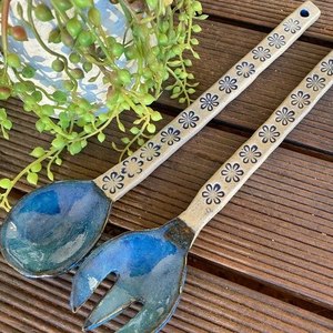 Utensilios ecológicos para servir ensaladas, juego de cuchara y tenedor de madera, accesorios de cocina hechos a mano para cenas y restaurantes. - Product Image 6