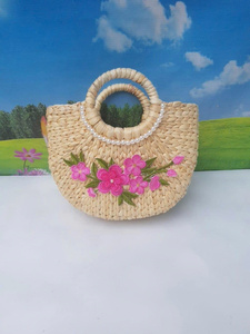 Vintage Bow <b>Straw</b> <b>Bag</b> for Women Handwoven Seagrass Beach Tote with Linen Lining Eco-friendly Spring Fashion Shoulder Handheld - Product Image 4