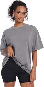 Women's Washed Vintage Oversized T-Shirt Baggy Workout <b>Tops</b> Short Sleeve 100% Cotton Eco-Friendly Quick Dry Streetwear Boyfriend - Product Image 4