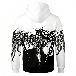Sweat à capuche homme personnalisé noir et blanc de qualité supérieure, respirant, écologique, uni, pour l'hiver, décontracté, entraînement, coupe classique, imprimé - Product Image 2