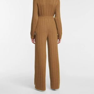 Ensemble de vêtements pour femmes, pull en cachemire à col roulé en tricot côtelé pour l'automne et l'hiver, haut et pantalon long, ensemble de 2 pièces, survêtement - Product Image 3