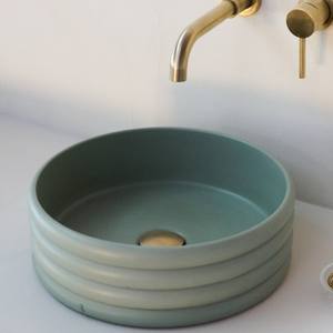 Lavabo Redondo de Cemento Europeo, Moderno, de Una Sola Pieza, con Desagüe, para Apartamento, Hotel, Villa - Product Image 3