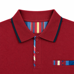 Polo de piqué moderno para hombre con cuello con ribete, cremallera en contraste y bolsillo en el pecho, manga corta, estilo casual elegante para personalización OEM/ODM - Product Image 5