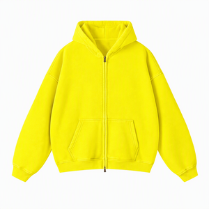 Sweat-shirt à capuche zippé en molleton français violet surdimensionné avec poche kangourou, coupe classique, décontracté, pour homme, vêtement d'automne - Product Image 3