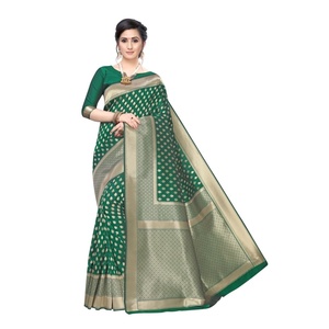 Conjunto de Bufandas de Moda - Saree de Seda Pura Raj Gharana con Tejido Jari Dorado - Product Image 2