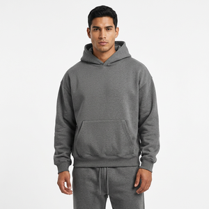 Ensemble de survêtement en molleton épais avec logo personnalisé, sweat à capuche et pantalon de jogging, 2 pièces, pour entraînement sportif - Product Image 2