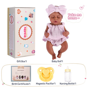 Poupées Reborn Babeside, 12 pouces, Lucy, entièrement en vinyle, nouveau-né endormi, poupée noire, prête à être expédiée, prix d'usine - Product Image 5