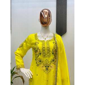 Conjunto de Top, Pantalón y Dupatta para Fiesta, Hermoso para Mujer - Product Image 2