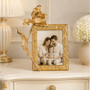 Antique <b>Gold</b> Metal Modern Embossed Tulip Flower Photo <b>Frame</b> European Style Durable Eco-Friendly Desktop Tabletop Decoration - Product Image 6