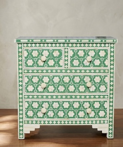 Handmade Solid Wood Bone Inlay Sideboard Chest of Drawers Geometric <b>Storage</b> <b>Cabinet</b> for Bedroom Living <b>Room</b> <b>Dining</b> - Product Image 1