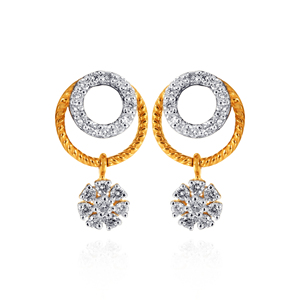 Pendientes de Aro Circulares Chapados en Oro de Primera Calidad con Diamantes CZ en Forma de Flor, Elegantes para Mujer, Joyería de Moda para Bodas y Fiestas - Product Image 1