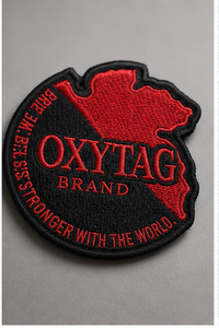 Oxytag Brand Embroidered Patch Iron-On Irregular Shape <b>Black</b> Red Cloth Decoration Custom Colour OEM Wholesale Rate Patches - Product Image 4