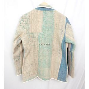 New Collection Handmade patchwork <b>Kantha</b> <b>Jacket</b> Solid Simple Design Short Coat Multi-Colored Casual Women's Wear for Winter - Product Image 6
