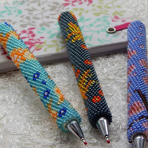 Artisan-crafted Seed Beads and Embroidered pen for Gifts Handcrafted Unique Decorative Office Decorative <b>Objects</b> School Pen - Product Image 1