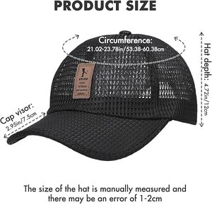 Casquette Trucker Unisexe Noire en Maille, 6 Panneaux, Réglable, Effet Délavé Vintage, Casquette Snapback en Maille Vierge, Chapeau de Sport et Course pour Hommes - Product Image 4