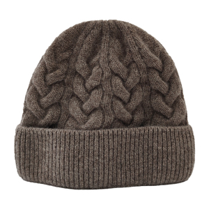 Best Quality 100% <b>Wool</b> Adjustable Cable Knit <b>Beanie</b> with Button-Unisex Solid Color Winter Warmer - Product Image 4