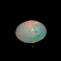 HAYAAT GEMS Opale de feu Welo naturelle éthiopienne blanche (cabochon ovale 3,60 carats 12,7x9,8x6MM avec jeu de couleurs) pour la fabrication de bijoux