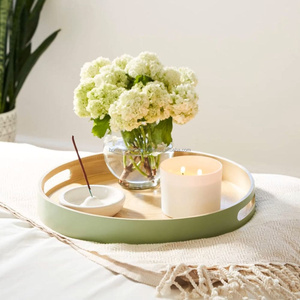 Plateau rond en bambou filé, prix de gros, écologique, plateau de service pour hôtel et complexe hôtelier, léger et durable - Product Image 2