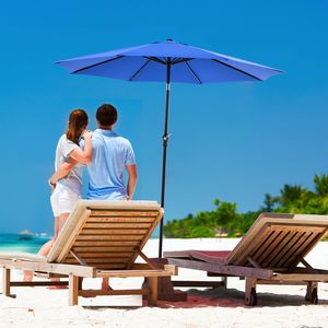 9 piedi Patio esterno e tavolo del mercato UV protetto ombrello blu impermeabile con pulsante di inclinazione manovella pulsante - Product Image 6
