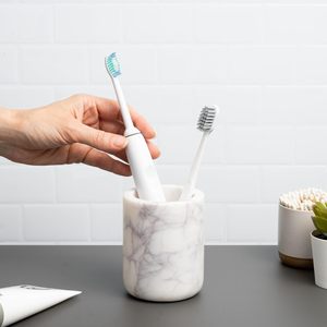 Portacepillos de Dientes de Mármol para Baño, Accesorio de Baño de Piedra de Mármol Blanco Real, Organizador Decorativo Estético para Encimera - Product Image 1