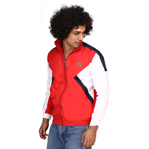 Red <b>White</b> Color Block Men's Windbreaker Jacket <b>Zip</b> Up Lightweight Outerwear for Streetwear - Product Image 5