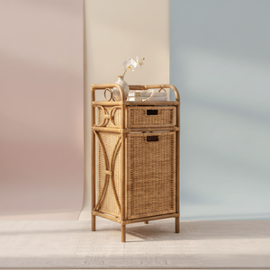 Mueble de Almacenamiento de Ratán Natural Hecho a Mano, Mesa Auxiliar de Mimbre Tejido, Cómoda de Lavandería, Muebles Boho para el Hogar - Product Image 5