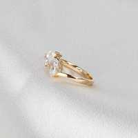 Bague Toi et Moi en or massif 14 carats avec diamants de culture poire et ovale pour femme – Cadeau de fiançailles moderne pour elle et moi