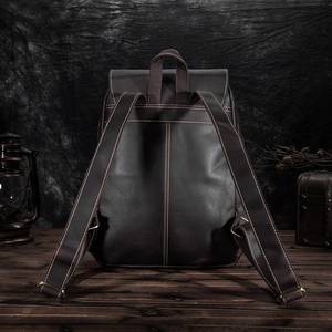 Vintage Genuine Leather 15.6 inch Laptop <b>Backpack</b> <b>Waterproof</b> Travel Rucksack with Anti-Theft Pocket LBP-0352 - Product Image 4