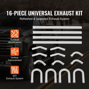 Kit Universale di Scarico in Titanio 16 Pezzi, Tubo Grande in Acciaio Zincato Antiruggine, Sistema di Scarico Fai-da-Te - Product Image 2