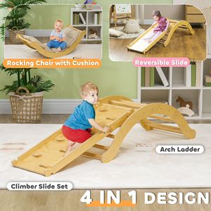 Juego de Escalada para Niños Pequeños 4 en 1 para Interiores con Arco, Rampa y Cojín de Madera, Estructura de Juego Perfecta para el Tiempo de Juego en Interiores - Product Image 4
