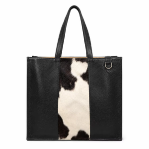 Bolso tote de cuero con pelo auténtico hecho a mano, bolso de hombro de cuero genuino, bolso de viaje vintage de gran capacidad - Product Image 1