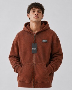 Sweat à capuche délavé pour hommes et garçons, en matière respirante, séchage rapide, personnalisable, épais, vente en gros - Product Image 1