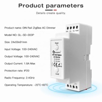 GL-SD-003P Gledopto Interrupteur variateur intelligent ZigBee sur rail DIN sans neutre pour éclairage LED dimmable, compatible avec les pilotes LED, Alexa et Homey