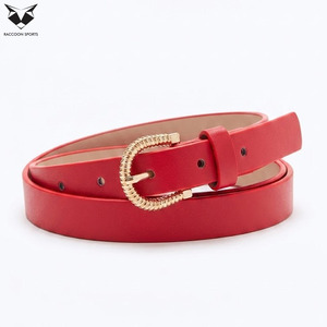 Paquete de 3 Cinturones de Cuero de Moda para Mujer, Último Diseño Estampado en Rojo y Negro, Cinturón Delgado para la Cintura con Hebilla Redonda Dorada, Conjunto de Cinturones para Mujer - Product Image 2