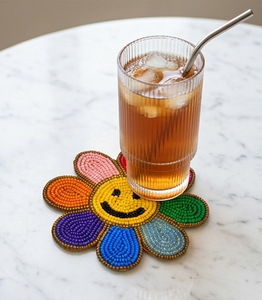 <b>Beaded</b> <b>Coaster</b> Handmade Table Mat Decorative <b>Coaster</b> Set Round Beads Work Tea Coffee <b>Coaster</b> Home Decor Gift for Her - Product Image 3