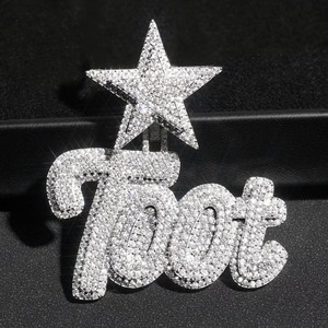 Iced Out Moissanite Star Bail <b>Pendant</b> 925 <b>Silver</b> Hip Hop Style Jewelry Custom Name Letter <b>Pendant</b> <b>Initial</b> Letter <b>Pendant</b> For Men - Product Image 5