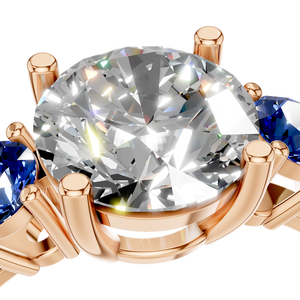 Anillo de compromiso y boda de plata de ley 925 chapado en rodio con tres piedras de moissanita VVS D, de moda para mujer - Product Image 3