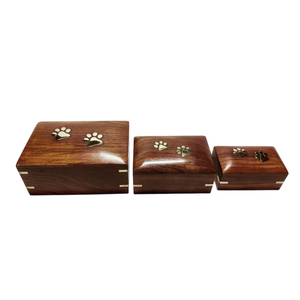 Handmade Rosewood Pet <b>Urn</b> Box With Brass Paw Prints Eco-Friendly Wooden Cremation <b>Urn</b> For Dog And <b>Cat</b> Ashes Personalized Memrial - Product Image 1