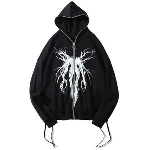 Mens Streetwear Zip Hoodie Y2k Custom Brand Logo Heavyweight Oversized Full Zip up Hoodie - Product Image 1
