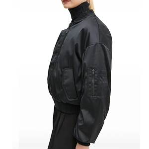 Wholesale Manufacturing 100% Top High Quality Custom Color Women Satin Jacket Custom Made Women Satin Jacket - Product Image 3