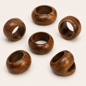 Ensemble d'anneaux de serviette en bois d'acacia faits à la main, porte-serviettes en bois naturel pour la décoration de table de mariage champêtre et les événements culinaires - Product Image 3