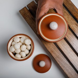 Terracotta Style Ceramic <b>Storage</b> Jar Set With Lid Airtight Food Safe Container Durable <b>Kitchen</b> Counter Organizer - Product Image 3