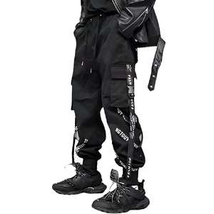 Streetwear Techwear Cargo Pants Men Tactical Joggers Hip Hop Multi Pocket Ribbon Straps <b>Harem</b> <b>Trousers</b> Black Cyberpunk Style - Product Image 4
