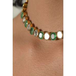 Trendy New Fashion Indian Bollywood Traditional <b>Crystal</b> Wedding Choker Brass Necklace Copper Alloy Bridal Jewellery <b>Set</b> - Product Image 1