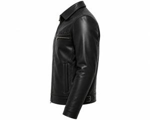 Blouson en cuir noir pour homme, col montant, style motard, vintage, streetwear, mode hiver, vente en gros personnalisée, vêtements d'extérieur - Product Image 1
