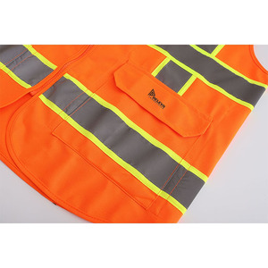 เสื้อกั๊กสะท้อนแสงนิรภัย 120 GSM โพลีเอสเตอร์ PU น้ำหนักเบา ชุดทำงานแบบมองเห็นได้ชัดเจน สำหรับขายส่ง - Product Image 5