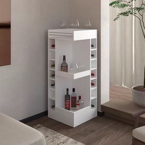White <b>Corner</b> <b>Bar</b> Cabinet with Wine Rack and Open Shelf Elegant Home <b>Bar</b> Furniture - Product Image 1